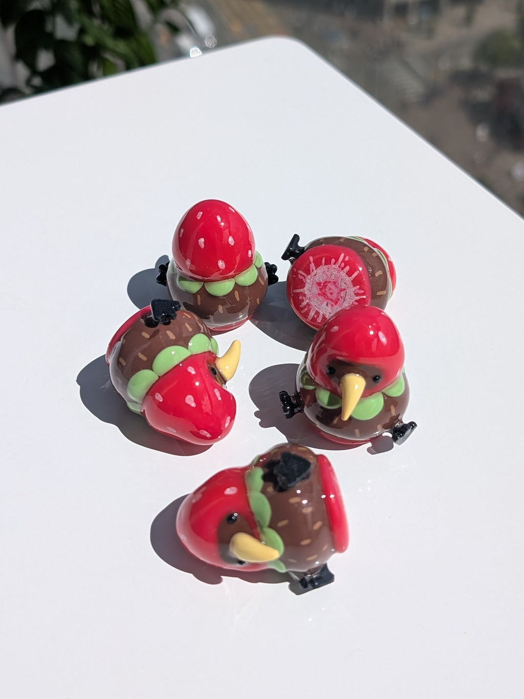 Strawberry Bird Figurine